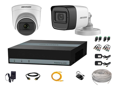 Kit 2 Cámaras De Seguridad Con Audio 2mp E-dvr Essd 300gb