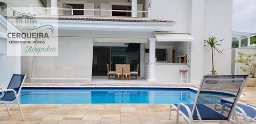 Casa Com 5 Dormitórios Para Alugar, 420 M² Por R$ 3.500/dia - Acapulco - Guarujá/sp - Ca0567