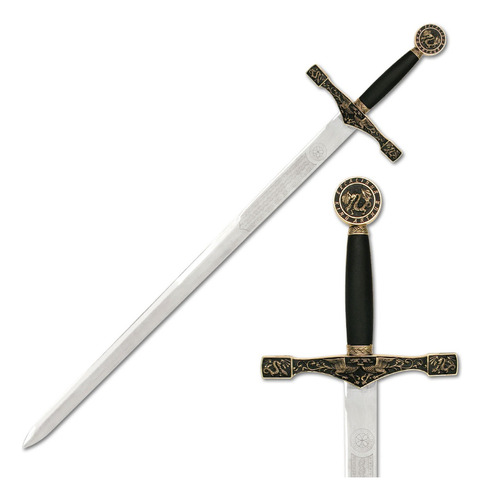 Espada Excalibur 114cm De Lujo Con Exhibidor Medieval 900gd