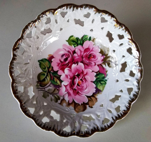 Plato De Porcelana Chino - Motivo Floral (Usado)