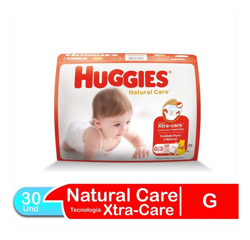 Imagen 1 de 3 de Pañales Para Bebe Huggies Natural Care Talla G 30 Und