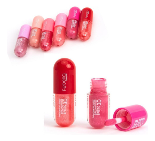 Kit Mini Lip Oil Gloss Hidratante Labial Mágico Com Glitter