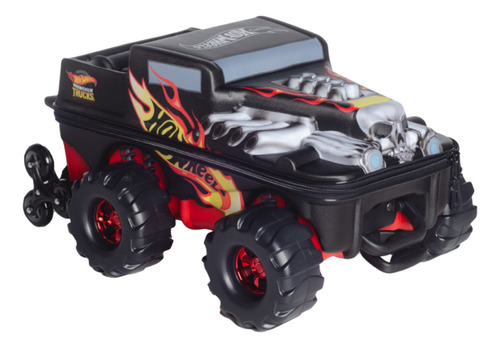 Mochila Carro Hotwheels Bone Monster Escolar 3d Impermeável Cor Preto