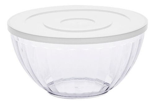 Kit Pote 2 Tigelas Bowl Transparente Tampa Branca Paramount