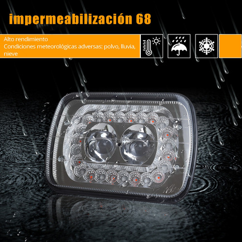 2 Faros Unidad Cuadrada Rectangular Leds 5x7 Alta/baja