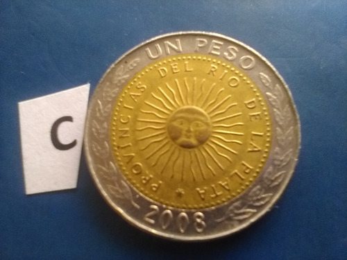 1 Peso Moneda Año 2008 Con Cajita De La República Argentina (Usado)