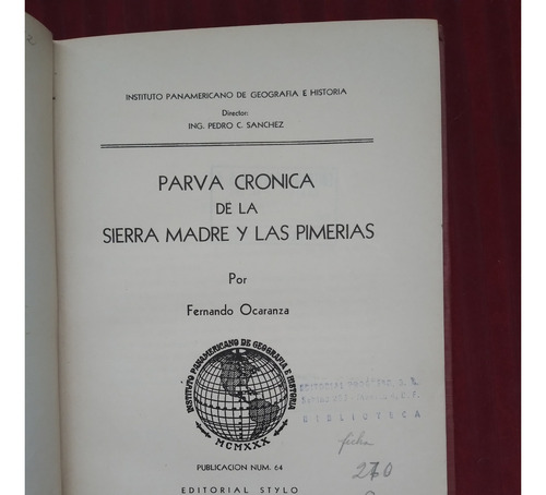 Libro Parva Crónica De La Sierra Madre Y Las Pimerías (Usado)