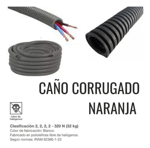 Caño Corrugado Gris Concrete Ignífugo 1 1/2 X25m Strada