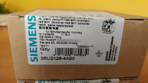 Rele Termico Siemens 11  16a / 440vac, 3ru2126-4ab0