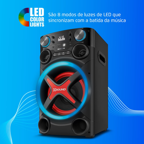 Torre De Som Mondial TM-1200 Luzes Bluetooth 1200w Rms App Cor Preto