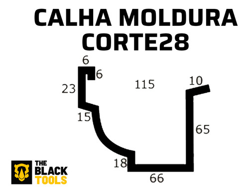 Kit Calha Moldura Marrom Galvanizada 6m Corte 28 Completa Tbt-2602 The Black Tools