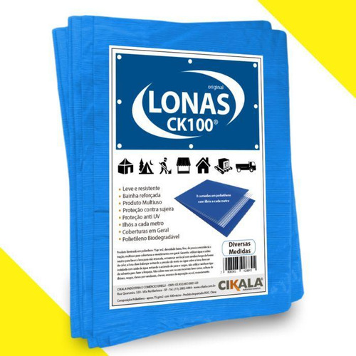 Lona 5x3 Mt Azul Plastica Impermeavel Festa Telhado Multiuso