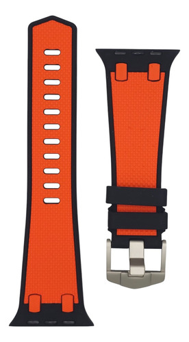 Correa Silicon Bitono Para Apple Watch Ultra 8 7 6 5 4 3 2 1 Color Negro-Naranja 42/44/45/46/49mm