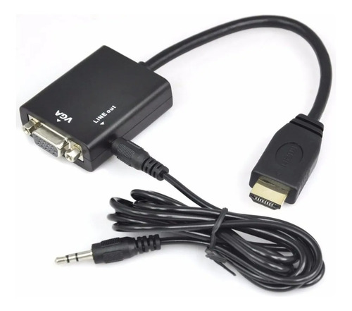 Cabo Conversor De Vídeo Hdmi Para Vga Com Saída De Áudio