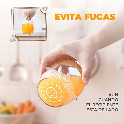 Tapas Reutilizables Herméticas De Silicona Flexible 6pzs.
