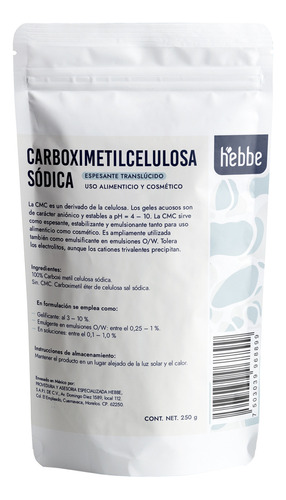 Carboximetilcelulosa Cmc gelificante cosmetico serum y geles grado alimenticio 250G