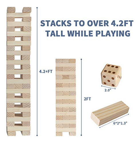 Juego De Mesa Torre Apilable Gigante De 57 Piezas De Madera