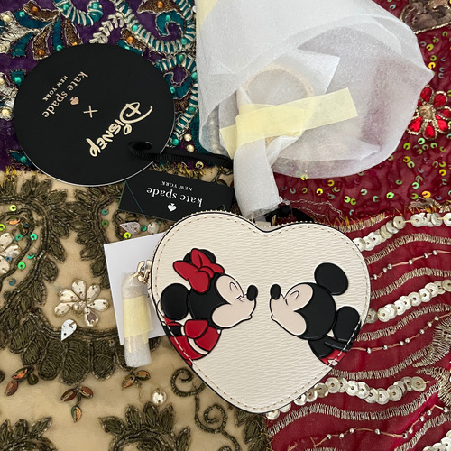 Monedero Disney X Kate Spade Mickey Minnie Mouse Original Crema Estampado