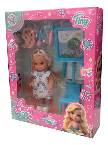 Muñeca Lucy Pop Tiny Con Atril Y Pinturas (7775)