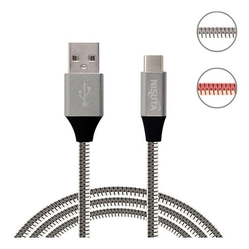 Cable Usb A Usb C De 1m De 2.1a Con Malla De Metal Nscameuc