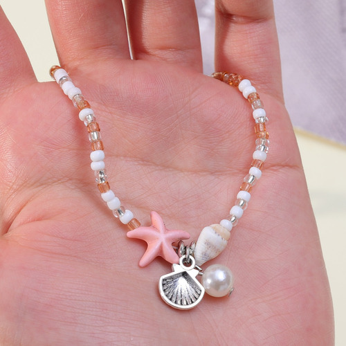 Collar Con Colgante De Concha Y Estrella De Mar Con Cuentas