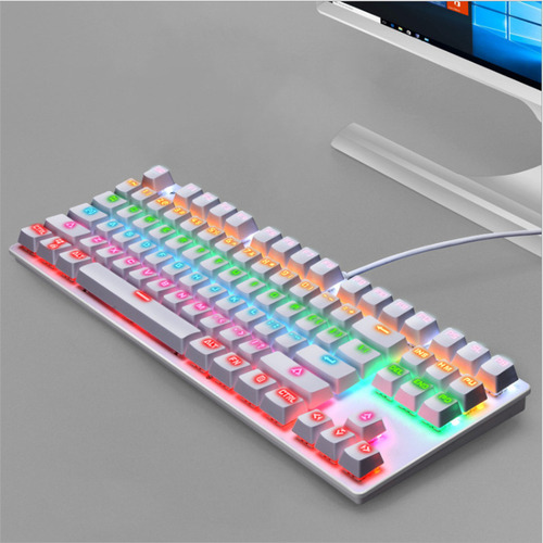 Teclado Mecânico Com Fio De Eixo Azul Genuíno De 87 Teclas
