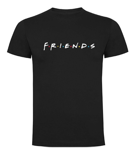 Polera Diseño Friends Algodón Color Blanco Y Negro