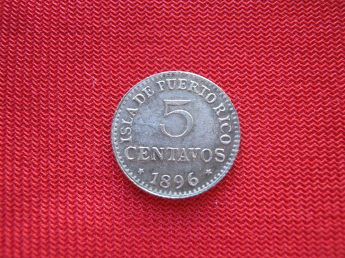Puerto Rico 5 Centavos 1896 Plata 