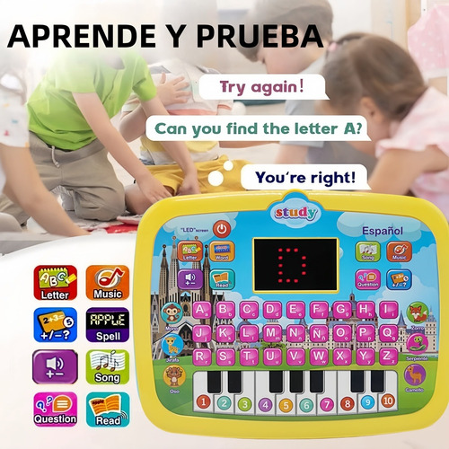 Computadora Juguete Para Niño Laptop 2 Piezas,español