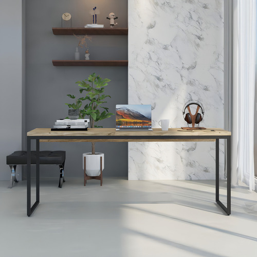 Mesa Para Escritório Diretor 1,80m Dynamica Cor Snow / Est.Preta