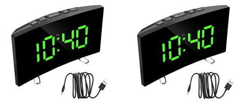 Alarma Digital Cl Con Espejo Curvado Regulable Y Espejo Led