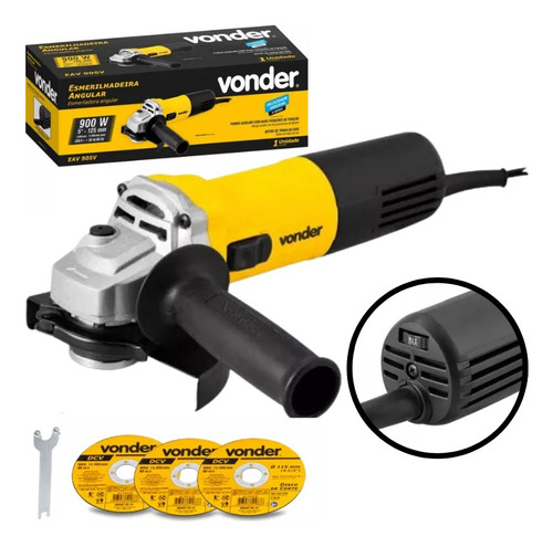 Esmerilhadeira Regulagem Velocidade 5 Eav905 Vonder 900w 127 Cor Amarelo Frequência 50/60hz