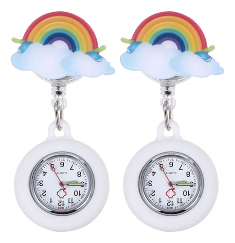 Reloj De Bolsillo Con Clip Nurse Rainbow De 2 Piezas Para Mé