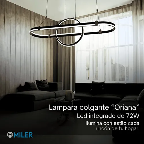 Lampara Colgante Luz Led 72w Diseño Moderno Living Oriana