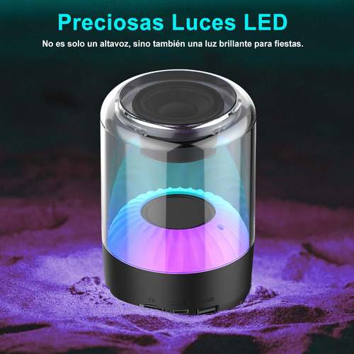 Bocina Bluetooth Portátil Altavoz Inalámbrico Con Luces Led Color Negro