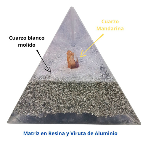 Orgonita Pirámide Tetraédrica Grande Cuarzo Mandarina