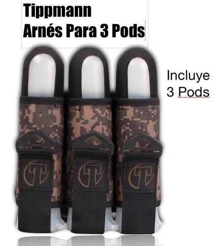 Tactico Arnes Tippmann Camo 3 Pods Marcadora Gotcha Xtm P