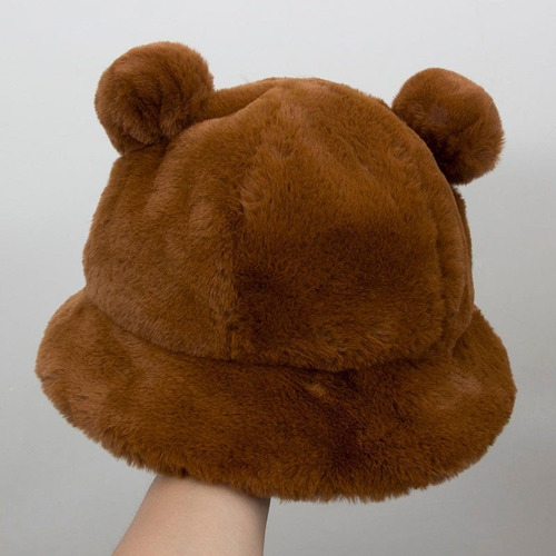 Sombrero De Pescador Con Orejas De Oso De Peluche, Piel De L