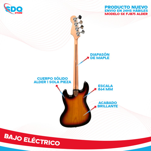 Bajo 4 Cuerdas Eléctrico Sx Jazz Bass American Alder