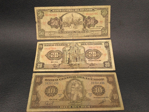 Makuka: Antiguo Billete Ecuador 3 Billetes L2  Bol9 Mnn