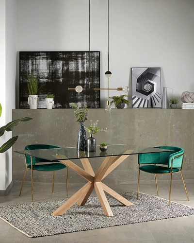 Mesa Comedor Rectangular Warm Vidrio Metal 140x80cm