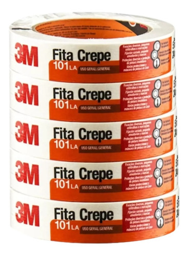 Kit 5 Fita Crepe Uso Geral 101la 24mm X 50 Metros 3m