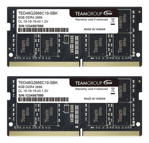Memorias Ram Teamgroup Elite, 2 X 8gb, Ddr4 2666 Mhz, Sodimm