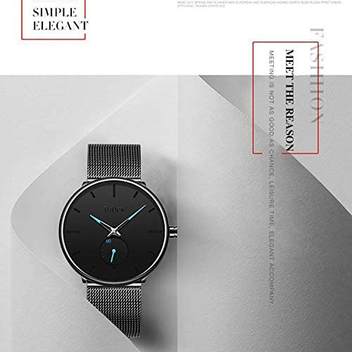 Relojes Negros Para Hombre, Reloj De Malla Resistente Al Agu