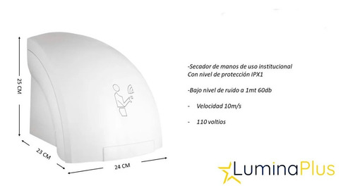 Imagen 2 de 3 de Secador De Manos Automático Blanco 110v Con Sensor