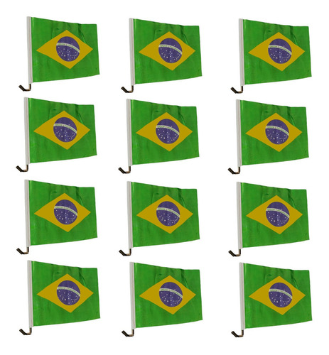 12 Bandeiras Nacional Do Brasil Para Vidro De Carro 30cm