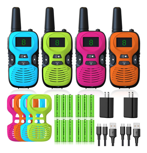 Walkie Talkies Para Niños, Paquete De 4 Recargables: Walky T