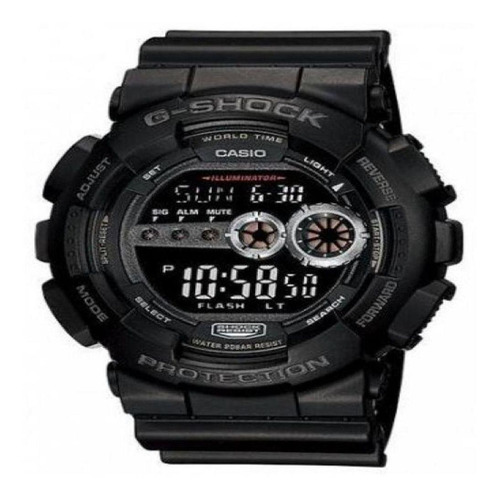 Reloj Casio G-shock GD-100-1bdr para hombre, color de la correa: negro, color del bisel: negro, color de fondo: negro