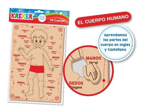 Cuerpo Humano Juego Encastre Didactico Ingles/español Kreker