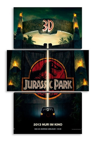 Cuadro Decorativo Moderno Jurassic Park Poster Jd-0610 M Tríptico 90x60 Cm Sin Marco